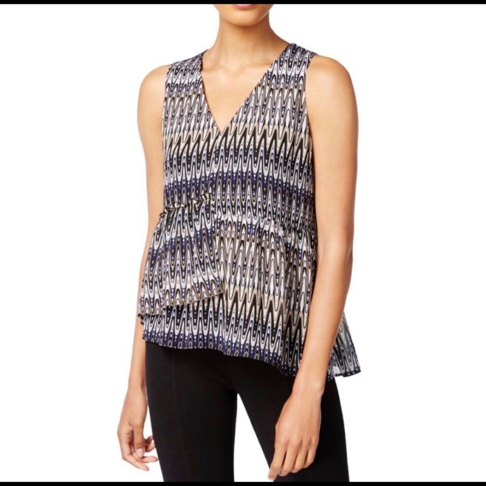NWT Kensie Multi-Color Peplum Sleeveless Top